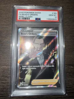 2020 Pokemon Sword & Shield Rebel Clash Boss's Orders #189 PSA 10 - Image 1