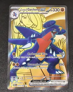 Pokemon TCG Cynthia's Garchomp EX 215/182 Full Art Destined Rivals - Image 1