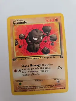 Pokemon TCG Geodude 47/62 Fossil 1st Edition Regular Common Card - Image 1