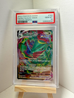 2023 POKEMON SWORD AND SHIELD CROWN ZENITH #102 FA/RAYQUAZA VMAX PSA 10 - Image 1