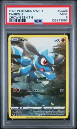 Tcg 2023 Pokemon Sword And Shield Crown Zenith #GG26 Fa/Riolu PSA 9 - Image 1
