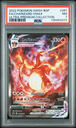 2022 POKEMON SWSH BLACK STAR PROMO #261 FULL ART/CHARIZARD VMAX PSA 7 - Image 1
