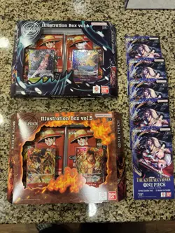 One Piece Illustration Box Vol. 5 & 6 (Lot of 2) with 5 Packs of OP14 Sealed - Image 1