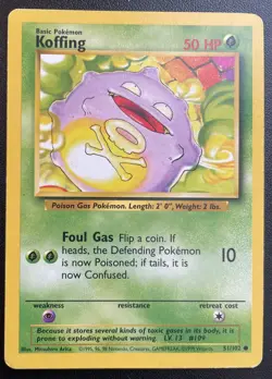 Koffing (51/102) ~ LP [Base Set Unlimited] Vintage 1999- Pokemon TCG Card - Image 1