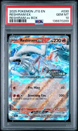 2025 Pokemon TCG Journey Together Reshiram ex #030 Stamped Promo PSA 10 GEM QTY - Image 1