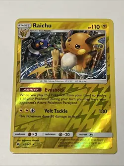 Pokemon TCG Raichu Burning Shadows 41/147 Reverse Holo Rare NM - Image 1