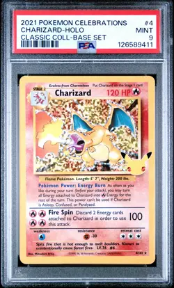 2021 POKEMON CELEBRATIONS CLASSIC COLL #4 CHARIZARD-HOLO PSA 9 - Image 1