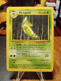 1999 Pokemon Base Set Metapod #54 Extremely LP - Image 1
