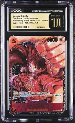 CGC 10 PRISTINE One Piece japanese 2023 Monkey D. Luffy ST01-012 Awakening 1st - Image 1