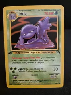Pokemon TCG Fossil Muk 1st Edition Non-Holo Rare Card 28/62 - Image 1
