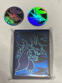Mega Evolution Phantasmal Flames ETB Card Sleeves 65 count And Charizard Coins - Image 1