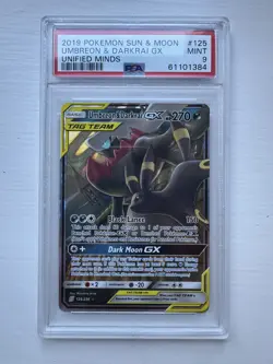 PSA 9 Umbreon & Darkrai GX 125/236 Pokemon Unified Minds Full Art Graded Card - Image 1