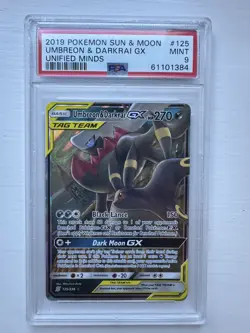 PSA 9 Umbreon & Darkrai GX 125/236 Pokemon Unified Minds Full Art Graded Card - Image 2