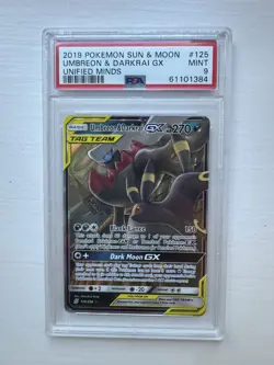 PSA 9 Umbreon & Darkrai GX 125/236 Pokemon Unified Minds Full Art Graded Card - Image 4
