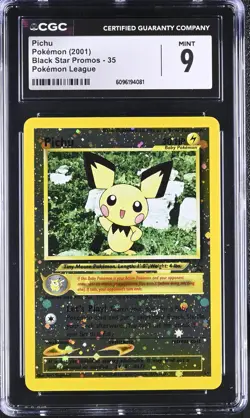 CGC 9 MINT Pichu 2001 Black Star Promos 35 Reverse Holo Pokemon Card - Image 1