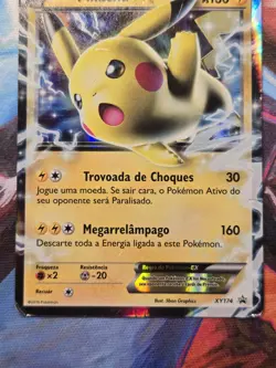 Pikachu EX Portuguese Pokemon XY Black Star Promo #XY174 - Moderately Played - Image 4