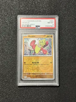 2024 Pokemon SCR EN Mienfoo Reverse Holo PSA NM-MT 8 - Image 1