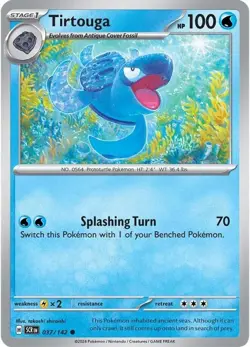 Tirtouga SV07: Stellar Crown 037/142 Common Reverse Holofoil Pokemon TCG NM - Image 1