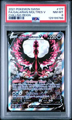 2021 POKEMON SWORD & SHIELD CHILLING REIGN FULL ART/GALARIAN MOLTRES V PSA 8 - Image 1