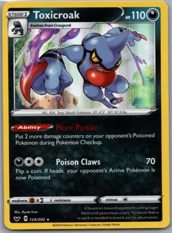 Toxicroak 124/202 Holo SWSH01: Sword & Shield Base Set - Pokemon Card - NM - Image 1