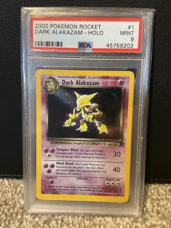 Dark Alakazam Holo PSA 9 Team Rocket Pokemon Card 1/82 - Image 1