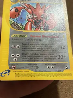 Scizor 32/147 Set Aquapolis Card Pokemon English Very Good Moderately Played - Image 4