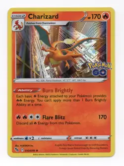 Pokemon TCG Charizard 010/078 Pokemon GO Holo Rare NM - Image 1