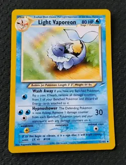 Light Vaporeon - Neo Destiny Pokemon TCG 52 Uncommon - Image 1