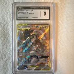 Pokemon Cosmic Eclipse Reshiram Zekrom GX Card 222/236 CGC MINT 9 - Image 1