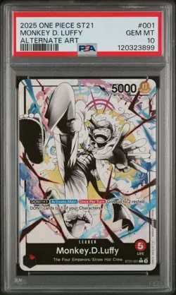 One Piece ST21-001 Monkey D Luffy Gear 5 Starter Deck 21 Alt Art Parallel PSA 10 - Image 1