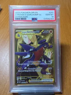 2025 Pokemon DRI EN Cynthia’s Garchomp Ex Hyper Rare 241/182 PSA 10 - Image 1
