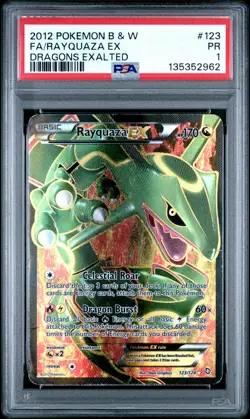 2012 POKEMON B&W DRAGONS EXALTED #123 FULL ART/RAYQUAZA EX PSA 1 - Image 1