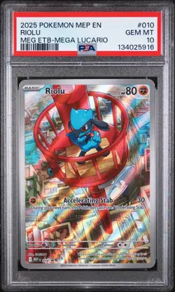 2025 POKEMON MEP EN-ME BLACK STAR PROMO #010 RIOLU PSA 10 - Image 1