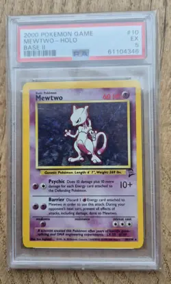 Base Set 2 Mewtwo Holo (PSA 5) 10/130 Pokemon Card WOTC 1999 - Image 1