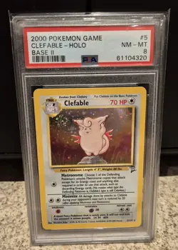 Base Set 2 Clefable Holo (PSA 8) 5/130 Pokemon Card WOTC 1999 - Image 1