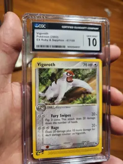 (POP 12) CGC 10 GEM MINT Vigoroth EX Ruby & Sapphire 47/109 Pokemon Card 2003 - Image 2
