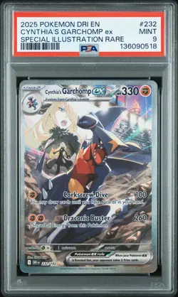 2025 POKEMON DRI EN-DESTINED RIVALS #232 CYNTHIA'S GARCHOMP EX PSA 9 - Image 1