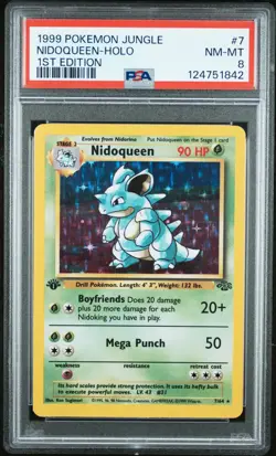 1999 POKEMON JUNGLE 1ST ED #7 NIDOQUEEN-HOLO PSA 8 - Image 1