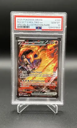 Pokemon Team Rocket's Moltres ex 229/182 Destined Rivals SIR PSA 10 GEM MINT - Image 1