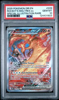 Pokemon Team Rocket's Moltres ex 229/182 Destined Rivals SIR PSA 10 GEM MINT - Image 3