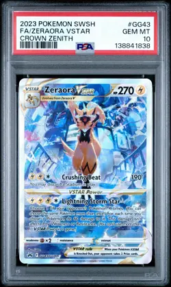 2023 POKEMON SWORD & SHIELD CROWN ZENITH #GG43 FULL ART/ZERAORA VSTAR PSA 10 - Image 1