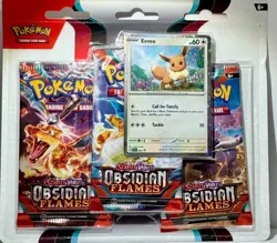 Pokemon TCG: "Obsidian Flames" Scarlet & Violet "Eevee" Blister (3) Pack *NEW* - Image 1