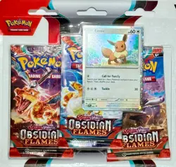 Pokemon TCG: "Obsidian Flames" Scarlet & Violet "Eevee" Blister (3) Pack *NEW* - Image 3