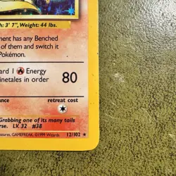 Pokemon TCG Ninetales Holo 12/102 Base Set Card HP Condition - Image 3