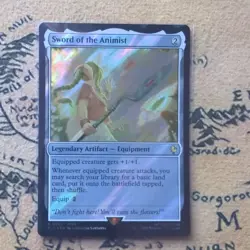 MTG Sword of the Animist (Surge Foil) Commander: Final Fantasy 352 FF7 Aerith NM - Image 1