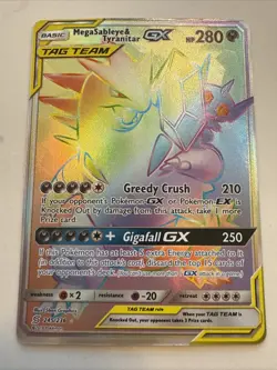 Pokemon TCG Rainbow Secret Mega Sableye & Tyranitar GX Tag Team Unified Minds - Image 3