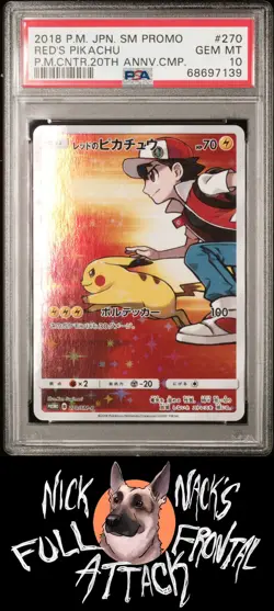 2018 Pokemon Japanese Sm Promo #270 Red'S Pikachu P.M.Cntr.20th Annv.Cmp. PSA 10 - Image 1