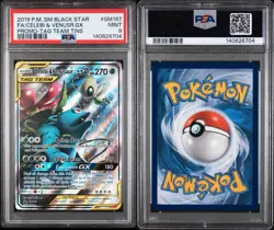 2019 POKEMON SM BLACK STAR PROMO #SM167 FULL ART/CELEBI & VENUSAUR GX PSA 8 - Image 1