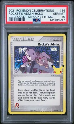 2021 POKEMON CELEBRATIONS CLASSIC COLL #86 ROCKET'S ADMIN-HOLO PSA 10 - Image 1