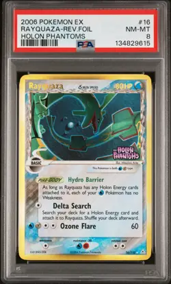 2006 POKEMON EX HOLON PHANTOMS #16 RAYQUAZA-REVERSE FOIL PSA 8 - Image 1